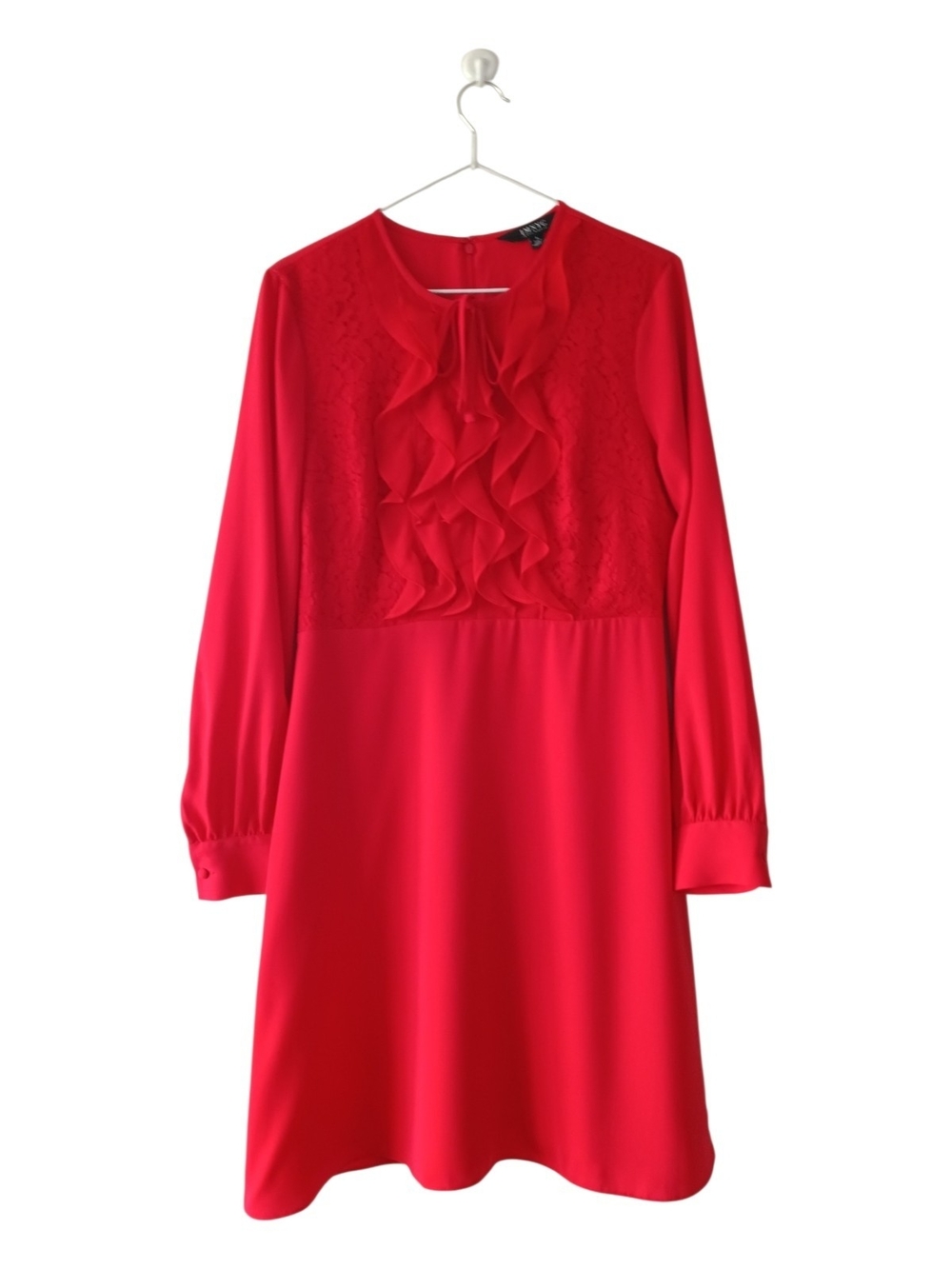 Isaac Mizrahi Vibrant Red Ruffle-Front Midi Dress Size 4